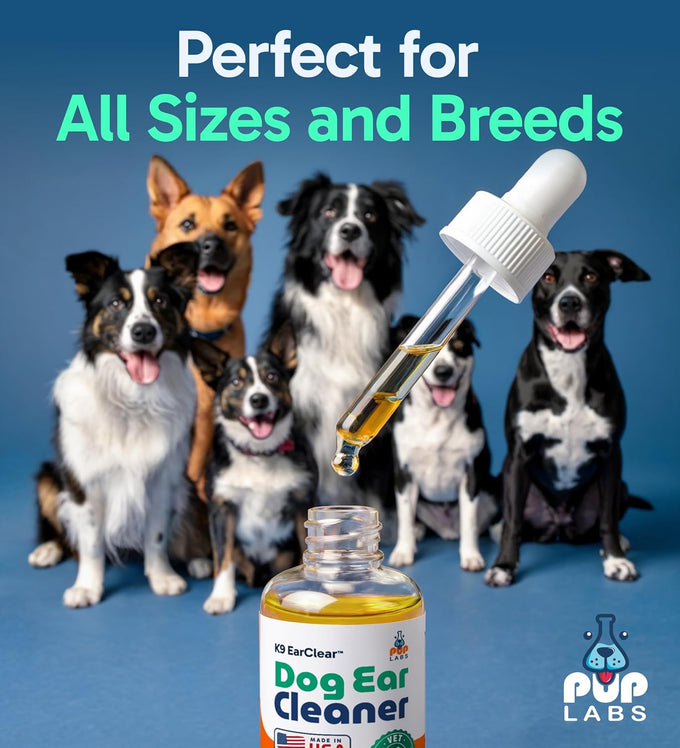 pup labs ear clear natural dog ear cleaner infection treatment drops 1 oz bottle dropper