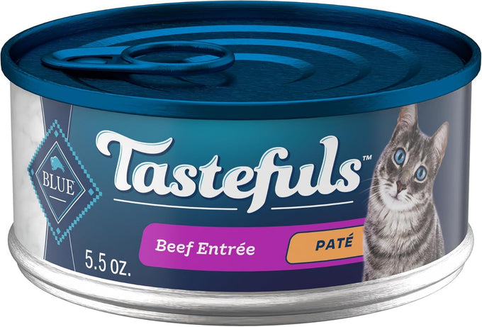 Blue Buffalo Beef Entrée Wet Cat Food, 24 Count, 5.5-oz Cans, Made with Natural Ingredients