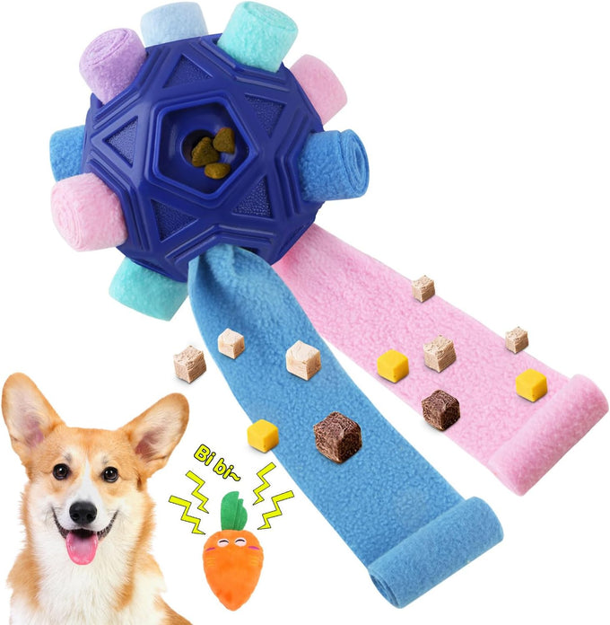 dog snuffle ball-interactive dog toys encourage natural foraging skills slow feeder for training stress relief, cloth strip hiding food chew toys