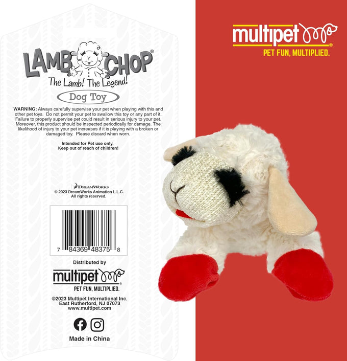 Multipet Lamb Chop Squeaky Dog Plush Toy - 10" Creampuff for Small & Medium Dogs
