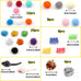 60-piece assorted cat toy set with kitten, mouse, crinkle, and pom pom balls