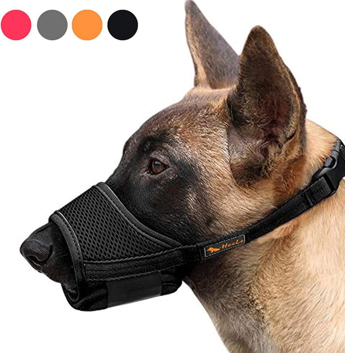 Heele Soft Nylon Dog Muzzle, Anti Biting Barking Chewing, Adjustable Breathable Pets Muzzle for Small Medium Large Dogs, 4 Colors 4 Sizes