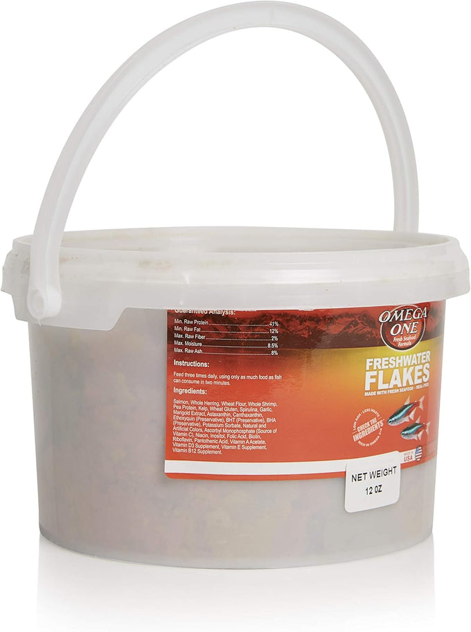 Omega One Freshwater Flake 12oz: Complete Food for Freshwater Fish with Whole Seafood and Omega 3 & 6