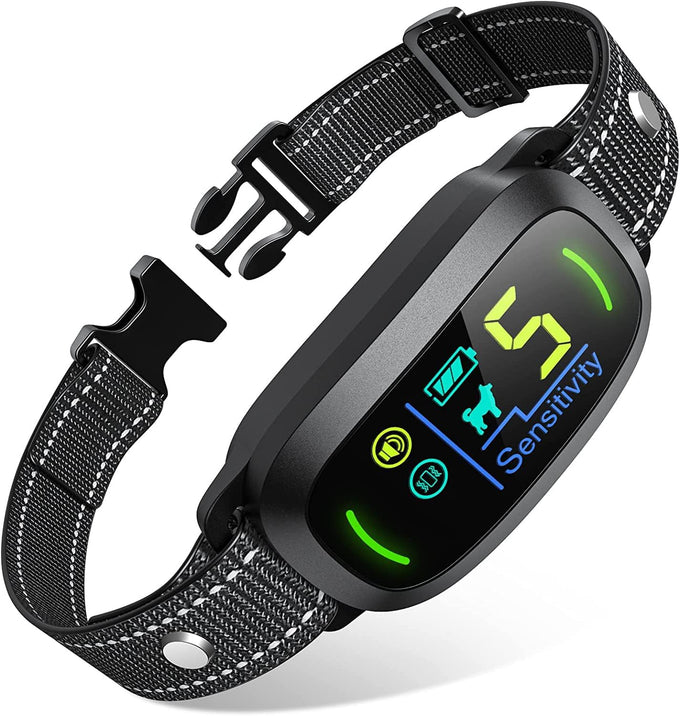 FAFAFROG Rechargeable Smart Bark Collar for Large Medium Small Dogs, 5 Adjustable Sensitivity Beep Vibration, Black