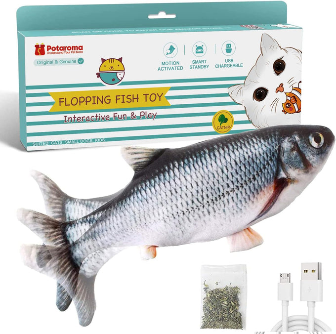 potaroma cat toys flopping fish with catnip automatic motion sensor 10.5 inches