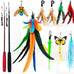 miwoowim 2PCS ultra-long teaser cat toys with 9PCS da bird feather refills, fishing pole toy and feather attachment replacement
