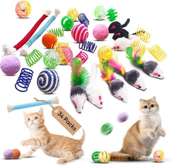 Whisker Delights 34-Pack Interactive Cat Toy Set for Indoor Cats and Kittens