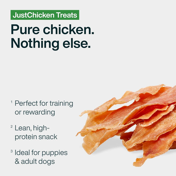 Just Food for Dogs Human Grade Chicken Breast Jerky Treats, Single Ingredient, Grain Free, Low Calorie, Rawhide Free, 5 oz