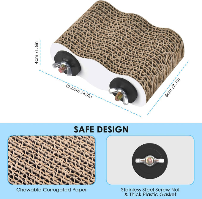 Katumo 4.9x3.1x1.6 inch corrugated paper parrot perch stand with two built-in wing nuts & bolts