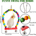 ESRISE wooden bird cage toys, parrot climbing ladder, chewing toys, bell swing for parakeet, cockatiel, love birds, budgies