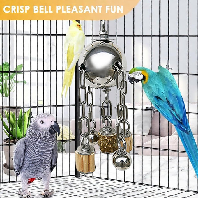 Large 304 Stainless Steel Bird Toy for Parrots, African Greys, Budgies, Lovebirds, Cockatiels, Cockatoo