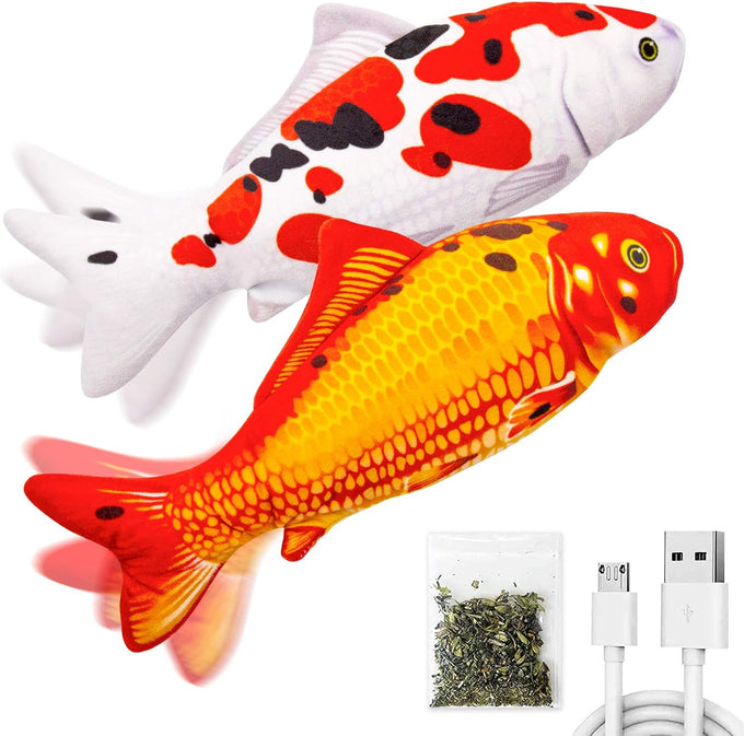 TOOGE 2 Pack 9 inch Floppy Fish Cat Toys with SilverVine and Catnip for Interactive Play