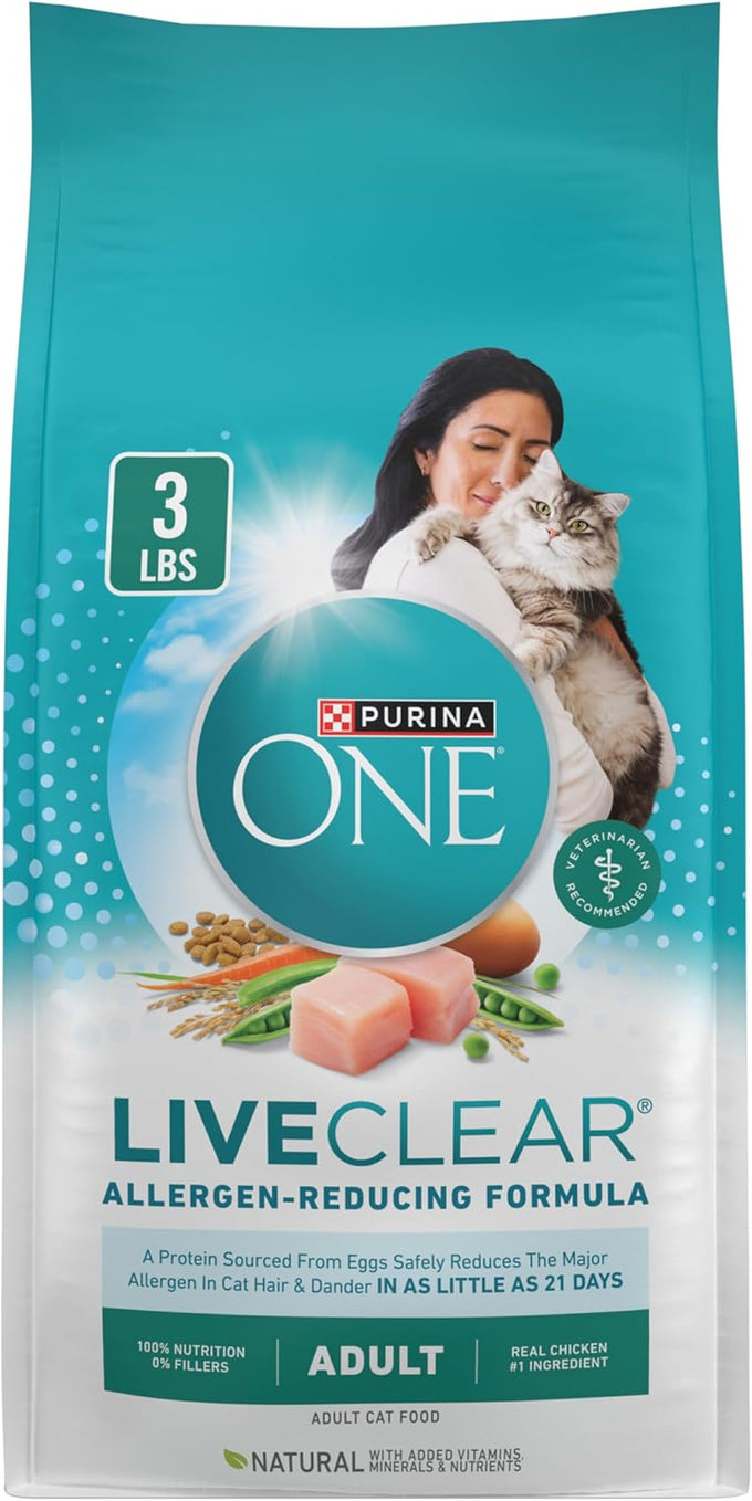 Purina ONE LiveClear Allergen-Reducing Cat Food Dry Formula with Real Chicken as Number One Ingredient - 3 lb Bag