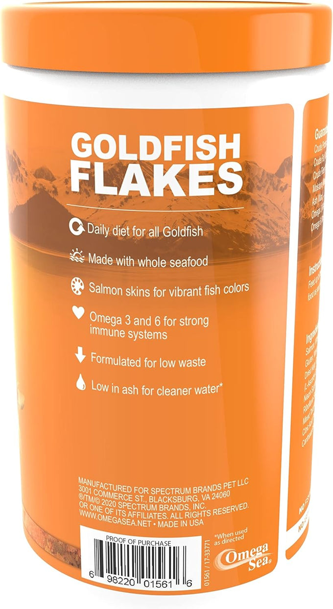 Omega One Goldfish Flakes, 5.3 oz, Natural Fish Food for Healthy Goldfish Color and Growth