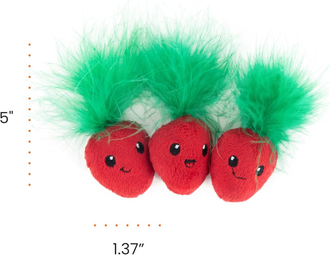 Catstages Strawbabies 3-Pack interactive cat toys for kittens and indoor cats with catnip, feathers, and crinkle