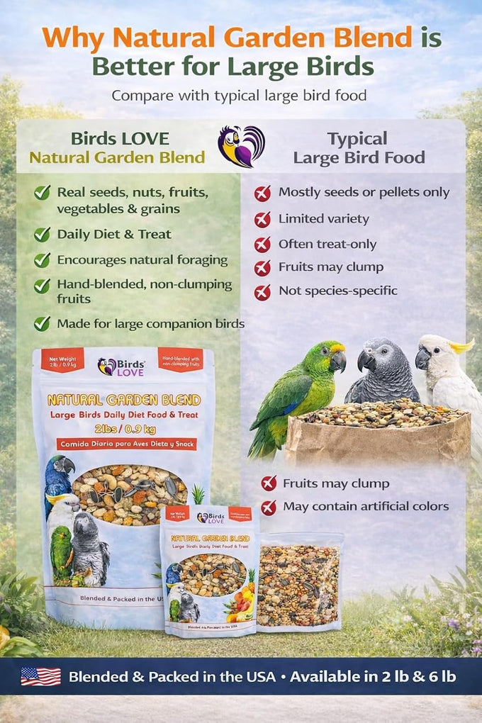 Parrots love all natural garden blend bird food 2lb, no artificial coloring or preservatives