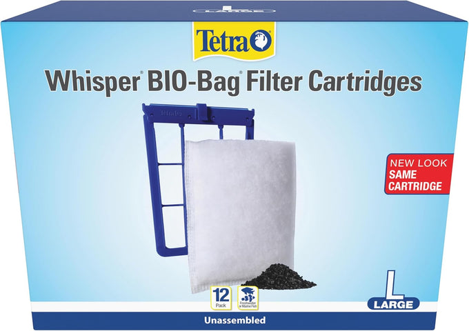 Tetra Whisper Bio-Bag Large Filter Cartridges for Aquariums, 12 Count, Unassembled, Fits Tetra Whisper Filters