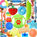 aipper dog toys 25 pack for fun and teeth cleaning, puppy chew toys with squeak plush toys, squeaky toy balls, and tug of war ropes for small dogs