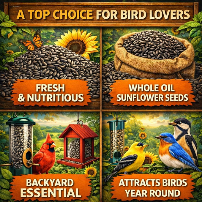 Office Roast Premium Black Sunflower Seeds 2 LB Bulk Pack for Backyard Bird Feeders High-Energy Songbird Food