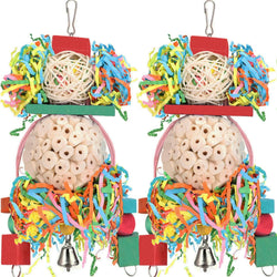 BBjinronjy Bird Toys, 2PCS Hanging Natural Soft Sola Ball Beak Chew Shred Forage Toys for Parrots, Cockatiel, Conure, Love Birds, Parakeets, Budgie, Small Birds