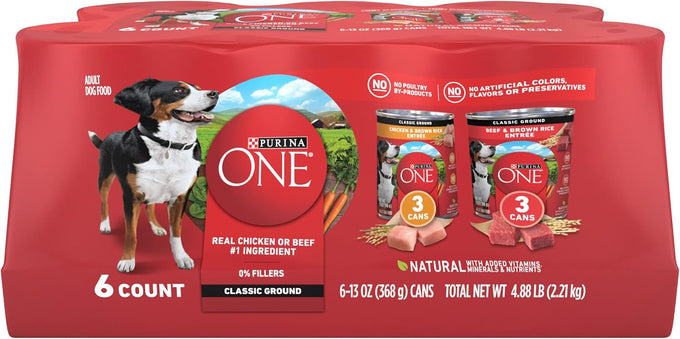 Purina ONE Classic Ground Chicken & Beef Wet Dog Food Variety Pack