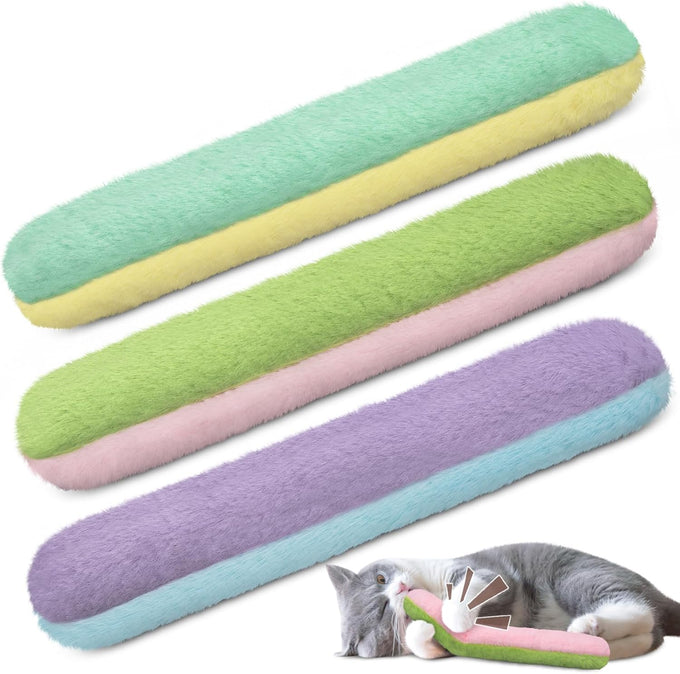 Retro shaw 8 inches refillable catnip toys, 3 pack, cat toys pillows with crinkle sound for indoor cats