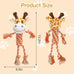 Giraffe plush squeak toy for dogs, premium soft plush, reinforced braided rope, squeaker & crinkle paper, machine washable