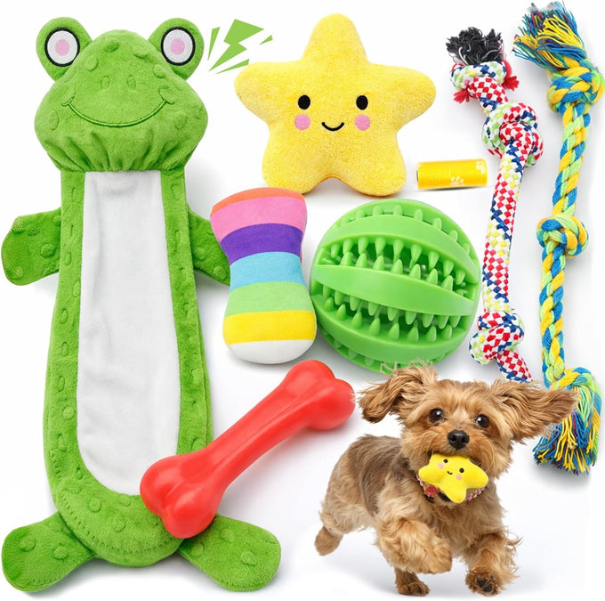 loyee 8 pack puppy toys for small dogs luxury dog chew toys with squeaky plush toys rope toys and ball teething toys