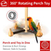agape rotating parrot perch toy with chew toy natural wooden stand for small medium birds cage accessory