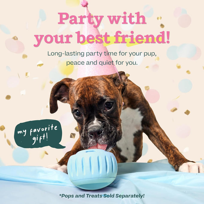 Buddy Blue Party Pupsicle Long-Lasting Interactive Dog Toys for Large Dogs Birthday Gifts Low-Mess Design
