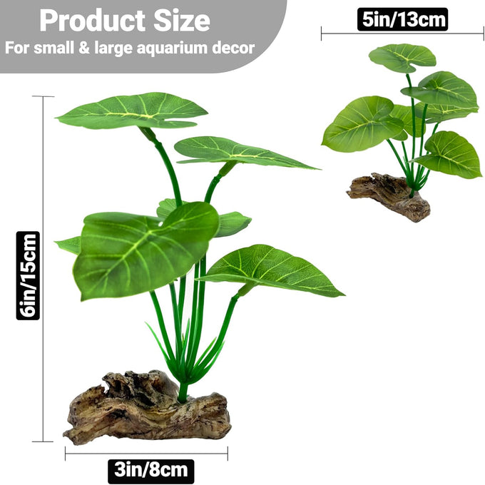 2-pack artificial silk aquarium plants for betta fish tank decorations, goldfish, reptile terrarium accessories, gold