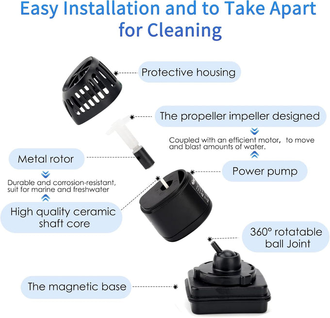 hygger mini wave maker for 15-40 gallon aquarium with magnetic mount 530 gph