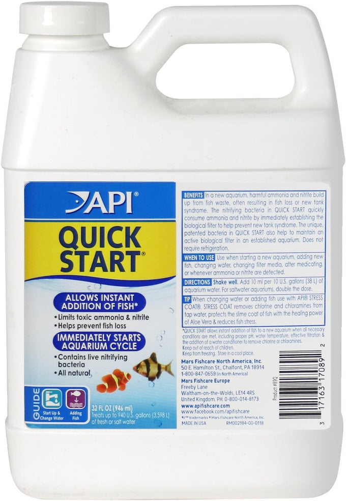 Api Quick Start Freshwater and Saltwater Aquarium Nitrifying Bacteria 4-Ounce Bottle for New Aquariums and Water Changes