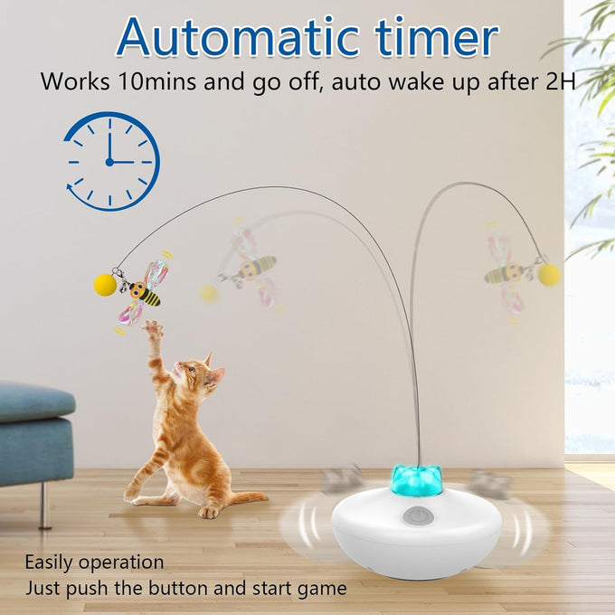 oxawo interactive cat toys rechargeable spin butterfly game teasing kitty extra long feather wand p33