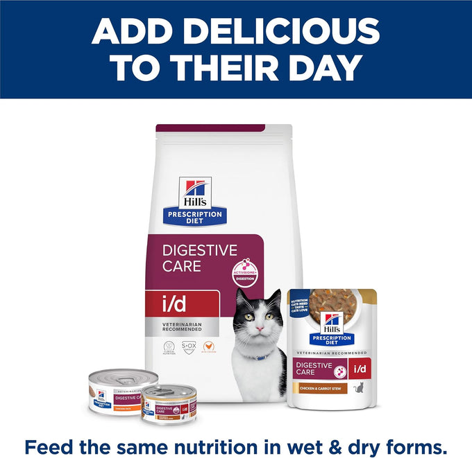 Hill's Prescription Diet i/d Digestive Care Dry Cat Food, Chicken, 4 lb. Bag