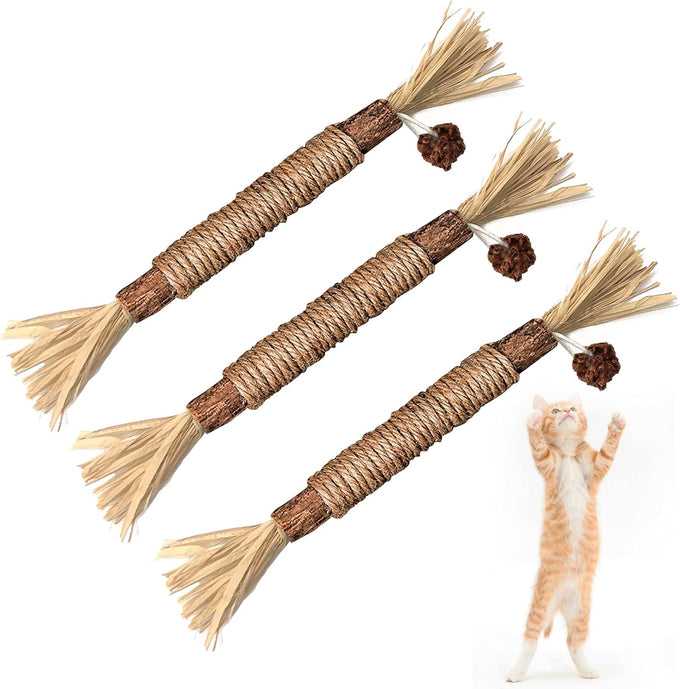 BAWAN 5PCS Silvervine Cat Chew Sticks for Indoor Cats Interactive Teething Toys for Kitten Aggressive Chewers