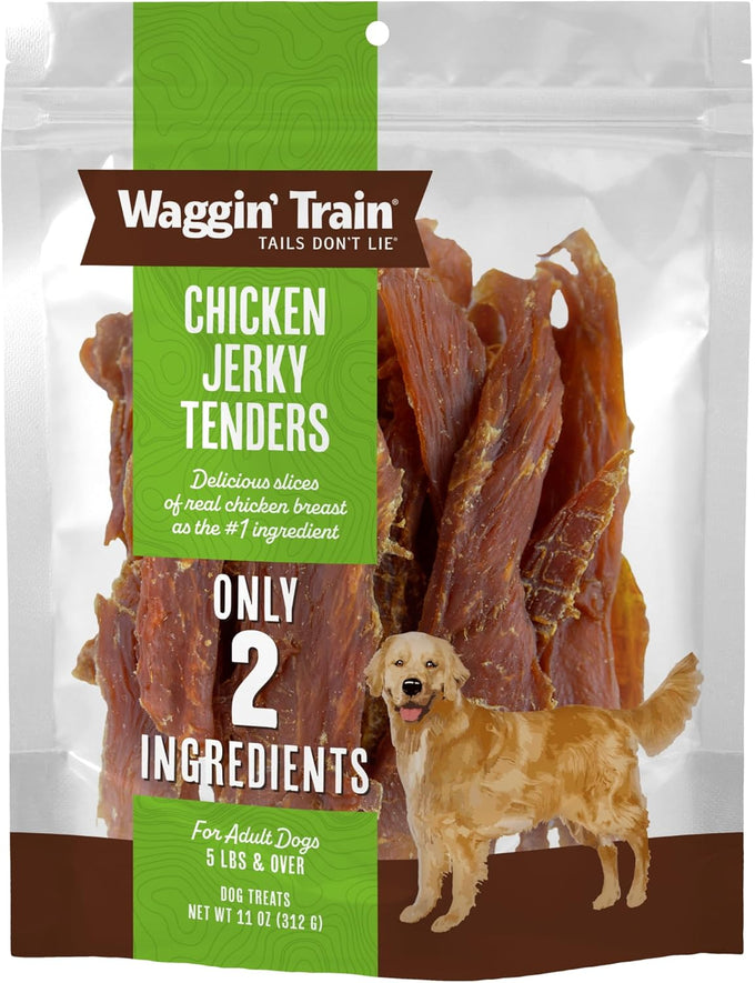 Waggin' Train Chicken Jerky Dog Treats, Made with 100% Real Chicken Breasts, 2 All-Natural Ingredients, High Protein, Easily Digestible for Big or Small Dogs