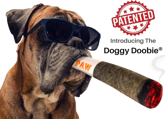 Nestpark Doggy Doobie plush squeaky toy for medium, small, and large dogs cool stuffed gift