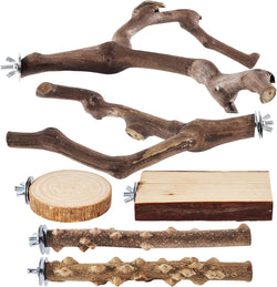 limio natural wood bird perch set for parakeets cockatiels conure budgies 6-piece