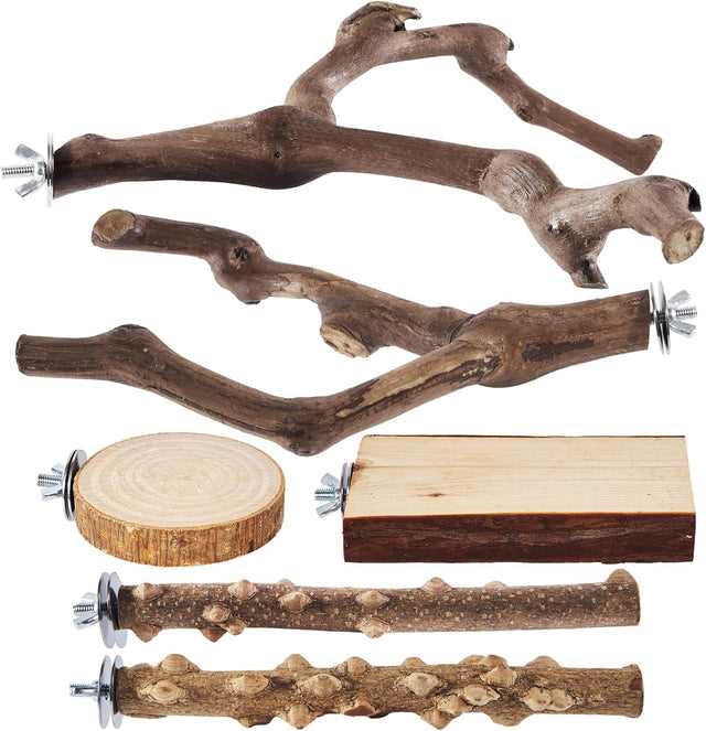 limio natural wood bird perch set for parakeets cockatiels conure budgies 6-piece