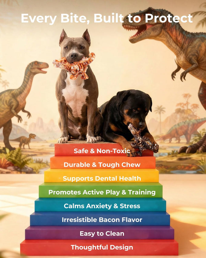 2 pack indestructible nylon dog chew toys, bacon flavor, heavy duty, long lasting for large dogs 20-90 lbs