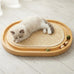 Natural Sisal cat scratcher with ball track, wooden base for indoor kittens and medium cats