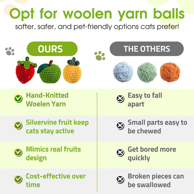 9-pack natural silvervine cat toys handmade yarn balls catnip balls stress relief indoor kitten enrichment