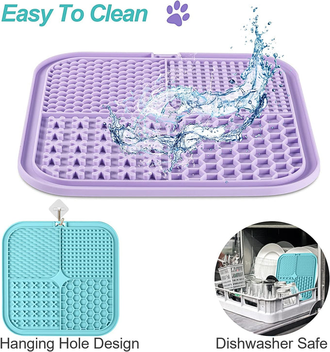 LUKITO 2-pack lick mats for dogs & cats with suction cups and textured surfaces, perfect for anxiety relief and slow feeding