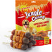 jungle calling multi-flavor kabob dog snacks, made with chicken, duck, beef, sweet potatoes, and pumpkin