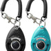 black-blue dog training clicker with adjustable wrist and keyring for pet training tools