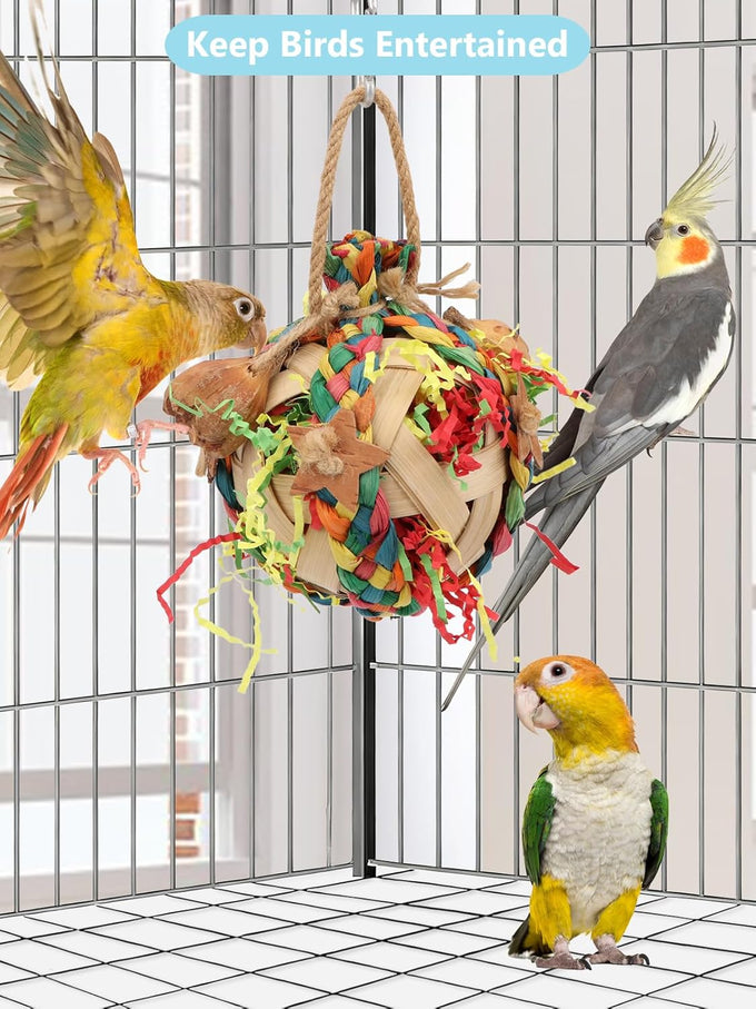 Wontee colorful crinkly shredding toys for medium-sized birds like cockatiels, conures, and parakeets, 1 pack, natural dried fruits chew