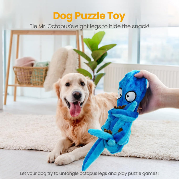hgb large dog toys octopus no stuffing crinkle plush 2 pack for puppies and large breeds