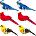 Lwingflyer 3pcs artificial birds realistic red cardinal blue jay yellow goldfinch with wire feet assorted ornaments for xmas tree decoration and crafts