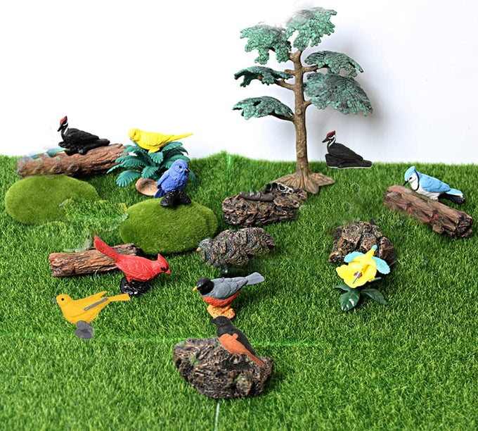 Morofme 7pcs Miniature Birds Figurine Cake Toppers for Birthday Party Decorations